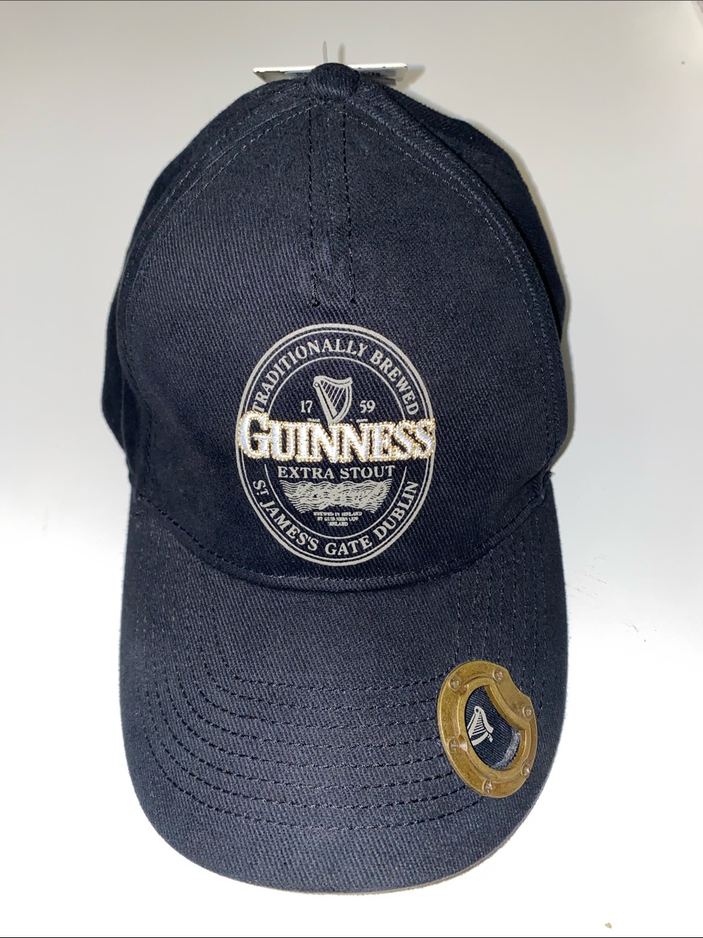 Guinness Cap Black Baseball Hat St James's Gate Ireland Draught Beer Adjustable